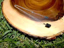 Load image into Gallery viewer, Raw Black Tourmaline Grounding Gemstone Pendant 18” White Gold Necklace