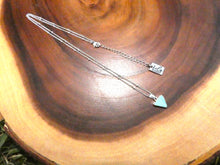 Load image into Gallery viewer, Peruvian Amazonite Mini Triangle Energetic Filter Pendant 18” White Gold Necklace