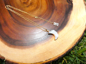 Power Moon Dreamy Druzy Gemstone Pendant 18" Gold Necklace