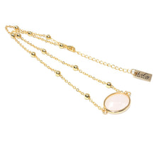 Load image into Gallery viewer, Faceted Gemstone Oval Rose Quartz Pendant Choker 14&quot; + 2&quot; Gold Necklace