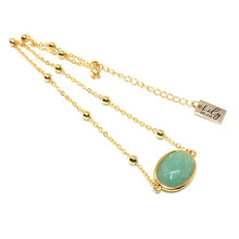 Load image into Gallery viewer, Faceted Gemstone Oval Green Aventurine Pendant Choker 14&quot; + 2&quot; Gold Necklace