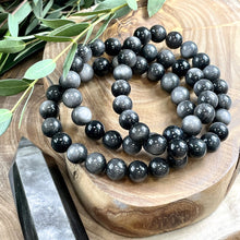 Load image into Gallery viewer, Silver Sheen Obsidian Shamanic Journey 10mm Stretch Bracelet