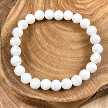 Load image into Gallery viewer, Mother of Pearl Peacefulness & Purity 8mm Stretch Bracelet