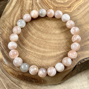 Peach Moonstone Heart Opening & Activation Premium Collection 8mm Stretch Bracelet