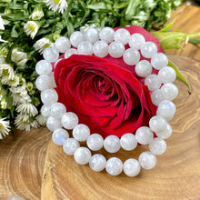 Load image into Gallery viewer, Rainbow Moonstone Miracles & Universal Energy Premium Collection 8mm Stretch Bracelet