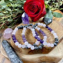 Load image into Gallery viewer, Limited Edition Triple Power Labradorite, Amethyst, Rose Quartz Spiritual Healer 8mm Stretch Bracelet