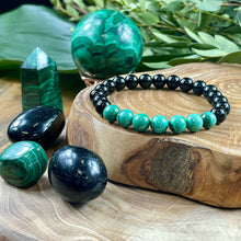 Load image into Gallery viewer, Malachite Black Onyx Duo Spiritual Warrior Heart Activation 8mm Stretch Bracelet