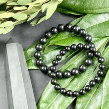 Load image into Gallery viewer, Elite Shungite Stone of Life EMF Radiation Protection & Purification Premium Collection 10mm Stretch Bracelet