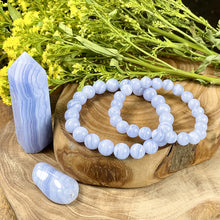 Load image into Gallery viewer, Last 2!! Super Limited Extremely Rare Blue Lace Agate Grade AAA Goddess Relaxation 8mm Stretch Bracelet