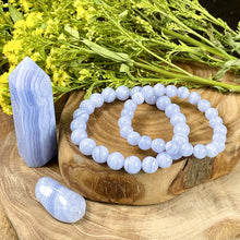 Load image into Gallery viewer, Back in Stock & Last 2! Super Limited Extremely Rare Blue Lace Agate Grade AAA Goddess Relaxation 8mm/9mm Stretch Bracelet