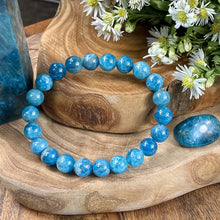 Load image into Gallery viewer, Blue Apatite Manifestation &amp; Motivation Premium Collection 10mm Stretch Bracelet