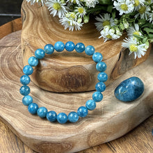 Load image into Gallery viewer, Blue Apatite Manifestation & Motivation Premium Collection 8mm Stretch Bracelet