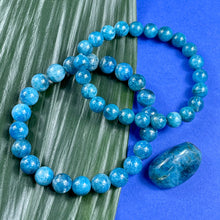 Load image into Gallery viewer, Blue Apatite Manifestation & Motivation Premium Collection 10mm Stretch Bracelet