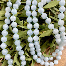 Load image into Gallery viewer, Aquamarine Grade A+ Conscious Awareness Relaxation 108 Hand Knotted Mala with Point Charm Pendant Necklace
