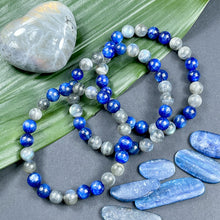 Load image into Gallery viewer, Kyanite Labradorite Duo Energy Shield & Light Worker Protection Premium Collection 8mm Stretch Bracelet