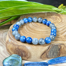 Load image into Gallery viewer, Kyanite Labradorite Duo Energy Shield & Light Worker Protection Premium Collection 10mm Stretch Bracelet