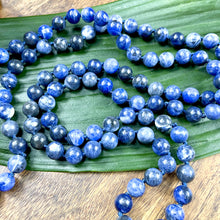 Load image into Gallery viewer, Sodalite Harmony and Truth 108 Hand Knotted Mala with Point Charm Pendant Necklace