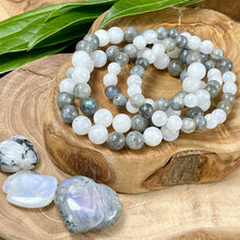 Load image into Gallery viewer, Rainbow Moonstone Labradorite Duo Illumination of Light Premium Collection 10mm Stretch Bracelet