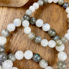 Load image into Gallery viewer, Rainbow Moonstone Labradorite Duo Illumination of Light Premium Collection 8mm Stretch Bracelet