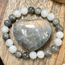 Load image into Gallery viewer, Rainbow Moonstone Labradorite Duo Illumination of Light Premium Collection 10mm Stretch Bracelet