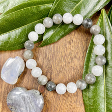 Load image into Gallery viewer, Rainbow Moonstone Labradorite Duo Illumination of Light Premium Collection 8mm Stretch Bracelet