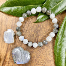 Load image into Gallery viewer, Rainbow Moonstone Labradorite Duo Illumination of Light Premium Collection 10mm Stretch Bracelet
