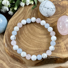 Load image into Gallery viewer, Triple Power Aquamarine Howlite Rose Quartz Love Frequency 8mm Stretch Bracelet