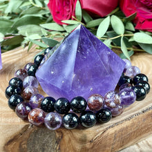 Load image into Gallery viewer, Super Seven Hypersthene Duo Cosmic 5D Shift & Cloak Protection Premium Collection 10mm Stretch Bracelet