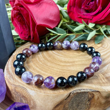 Load image into Gallery viewer, Super Seven Hypersthene Duo Cosmic 5D Shift & Cloak Protection Premium Collection 8mm Stretch Bracelet