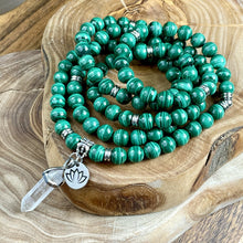 Load image into Gallery viewer, LAST 2 - Malachite Heart Activation &amp; Universal Flow Limited Premium Collection 108 Stretch Mala Necklace Bracelet