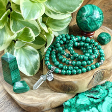 Load image into Gallery viewer, LAST 1 - Malachite Heart Activation & Universal Flow Limited Premium Collection 108 Stretch Mala Necklace Bracelet