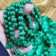 Load image into Gallery viewer, LAST 1 - Malachite Heart Activation & Universal Flow Limited Premium Collection 108 Stretch Mala Necklace Bracelet