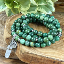 Load image into Gallery viewer, Jade Energy Blessings & Abundance 108 Stretch Mala Necklace Bracelet