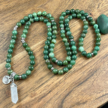 Load image into Gallery viewer, Jade Energy Blessings & Abundance 108 Stretch Mala Necklace Bracelet