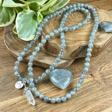 Load image into Gallery viewer, Back in Stock & 3 Only! Labradorite Flashy New Moon Power Protector Shaman Stone 108 Mala Necklace Bracelet