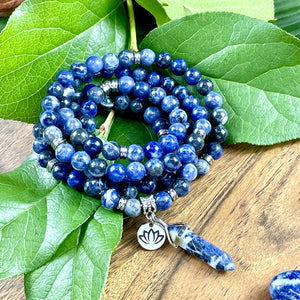 Sodalite Harmony and Truth 108 Stretch Mala Necklace Bracelet