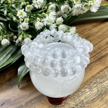 Load image into Gallery viewer, Last one!! Selenite Satin Spar Cleansing Spiritual Protector Premium Collection 10mm Stretch Bracelet