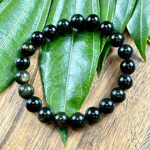 Load image into Gallery viewer, Limited Gold Sheen Obsidian Wizard Stone Energetic Shield 10mm Stretch Bracelet