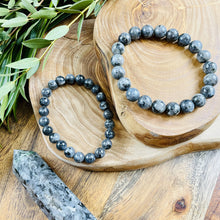 Load image into Gallery viewer, Labradorite Larvakite Power Protector Shaman Stone 10mm Stretch Bracelet