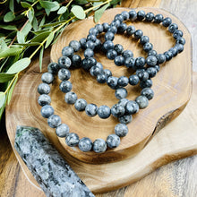 Load image into Gallery viewer, Labradorite Larvakite Power Protector Shaman Stone 10mm Stretch Bracelet