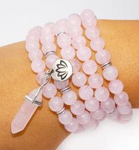 Load image into Gallery viewer, Rose Quartz True Love 108 Mala Necklace Bracelet