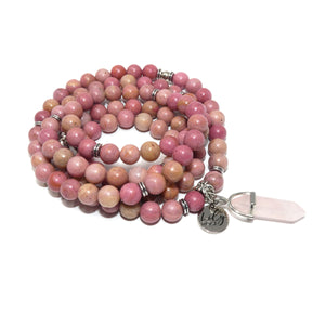 Rhodonite Unconditional Love 108 Mala Necklace Bracelet