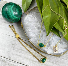 Load image into Gallery viewer, Malachite Power & Transformation Sweet Drop Gold on Stainless Steel Adjustable Bracelet