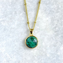 Load image into Gallery viewer, Malachite Power & Transformation Perfect Circle Pendant 18” Gold Necklace