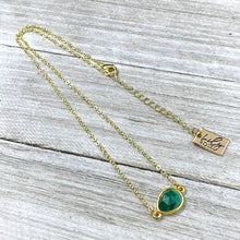 Load image into Gallery viewer, Malachite Power & Transformation Sweet Drop Choker 14” + 2" Gold Necklace