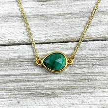 Load image into Gallery viewer, Malachite Power & Transformation Sweet Drop Choker 14” + 2" Gold Necklace
