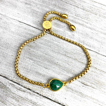 Load image into Gallery viewer, Malachite Power & Transformation Sweet Drop Gold on Stainless Steel Adjustable Bracelet