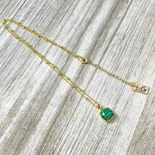 Load image into Gallery viewer, Malachite Power &amp; Transformation Square Pendant 18” Gold Necklace
