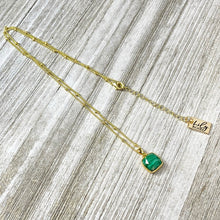 Load image into Gallery viewer, Last 1! Malachite Power & Transformation Square Pendant 18” Gold Necklace