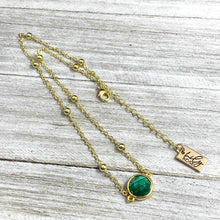 Load image into Gallery viewer, Malachite Power & Transformation Perfect Circle Choker 14” + 2" Gold Necklace